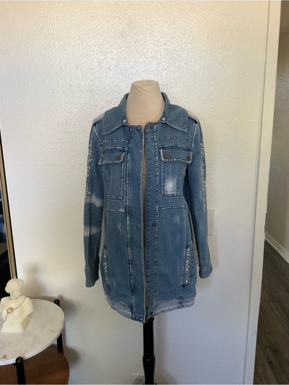 Women's Miss Me Blue Denim Lined Coat